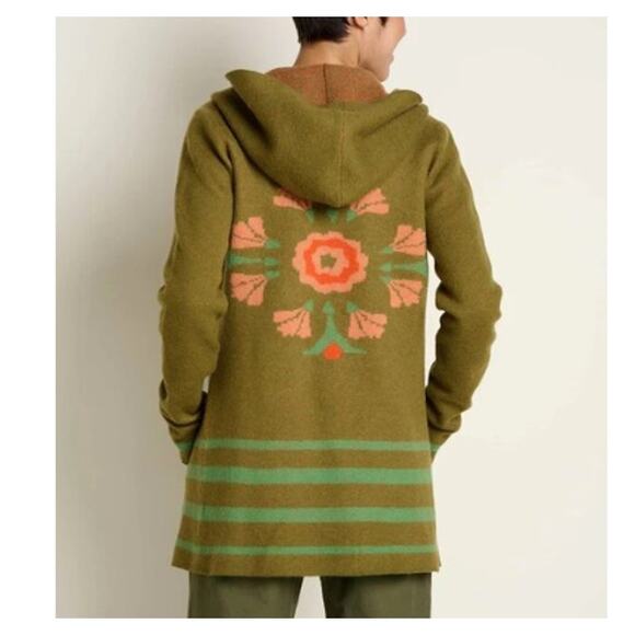 Toad & Co Women's Green Olive Merino Heartfelt Oversized Hoodie Size S - Picture 2 of 7